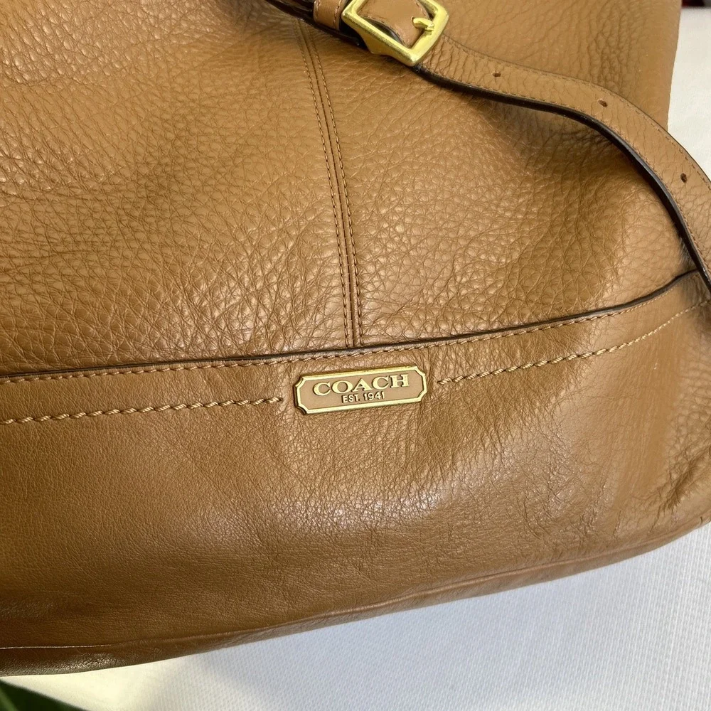 COACH #F23293  Pebble Brown Leather Hobo 2Way Shoulder/Hand Bag